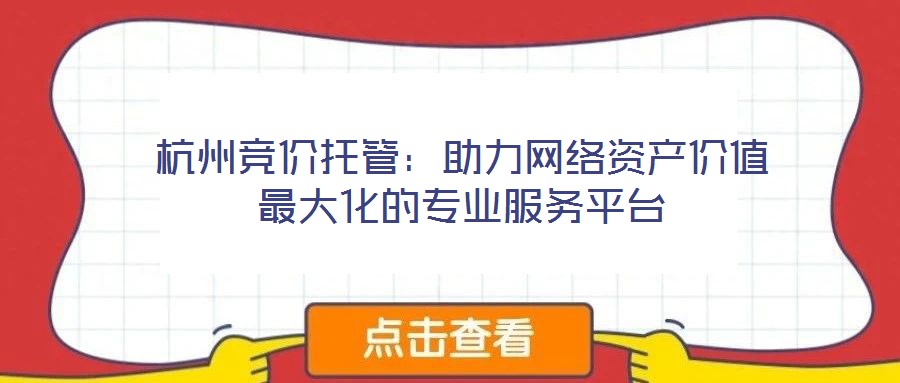 杭州競價(jià)托管：助力網(wǎng)絡(luò)資產(chǎn)價(jià)值最大化的專業(yè)服務(wù)平臺