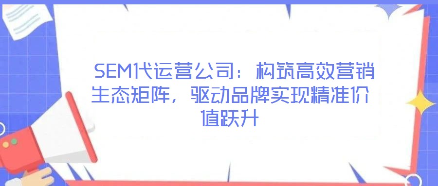  SEM代運(yùn)營公司：構(gòu)筑高效營銷生態(tài)矩陣，驅(qū)動品牌實(shí)現(xiàn)精準(zhǔn)價(jià)值躍升