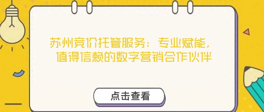 蘇州競價托管服務(wù)：專業(yè)賦能，值得信賴的數(shù)字營銷合作伙伴