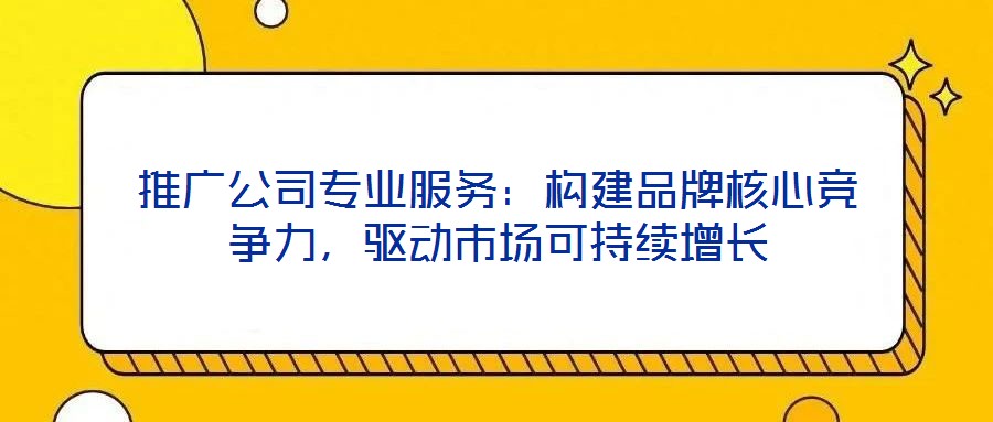 推廣公司專業(yè)服務(wù)：構(gòu)建品牌核心競(jìng)爭(zhēng)力，驅(qū)動(dòng)市場(chǎng)可持續(xù)增長