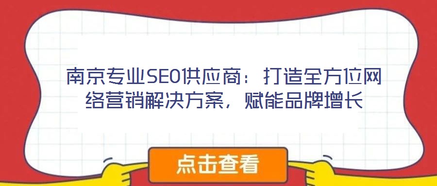 南京專業(yè)SEO供應(yīng)商：打造全方位網(wǎng)絡(luò)營銷解決方案，賦能品牌增長