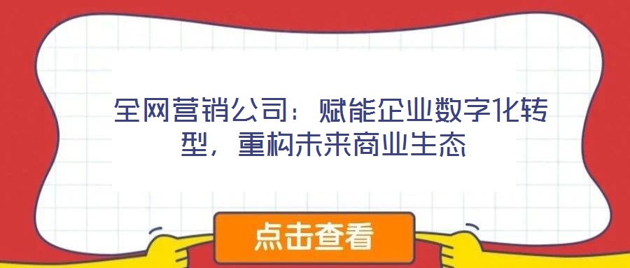  全網營銷公司：賦能企業(yè)數(shù)字化轉型，重構未來商業(yè)生態(tài)