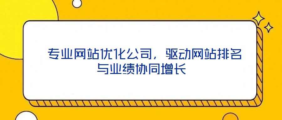  專(zhuān)業(yè)網(wǎng)站優(yōu)化公司，驅(qū)動(dòng)網(wǎng)站排名與業(yè)績(jī)協(xié)同增長(zhǎng)