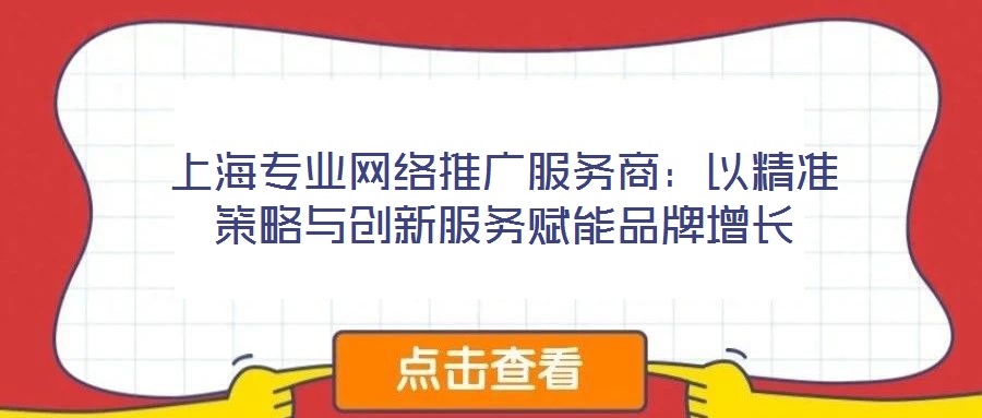 上海專業(yè)網(wǎng)絡(luò)推廣服務(wù)商：以精準(zhǔn)策略與創(chuàng)新服務(wù)賦能品牌增長(zhǎng)