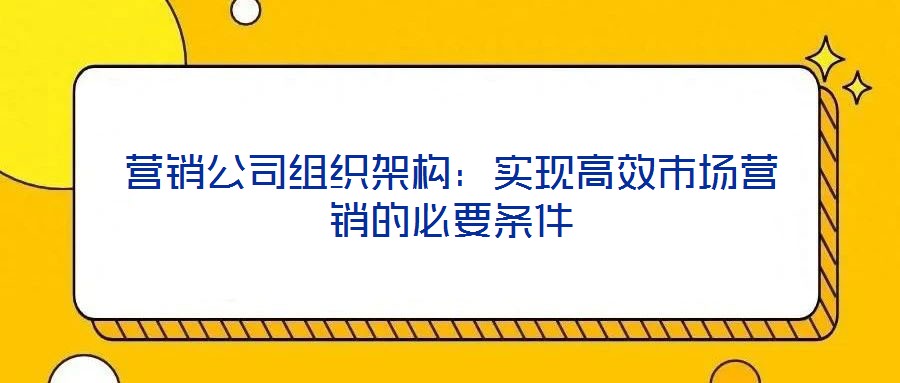 營銷公司組織架構(gòu)：實(shí)現(xiàn)高效市場營銷的必要條件
