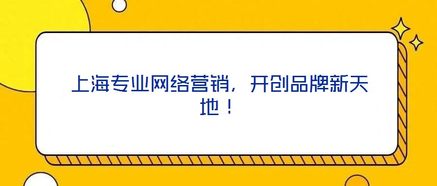 上海專業(yè)網(wǎng)絡營銷，開創(chuàng)品牌新天地！